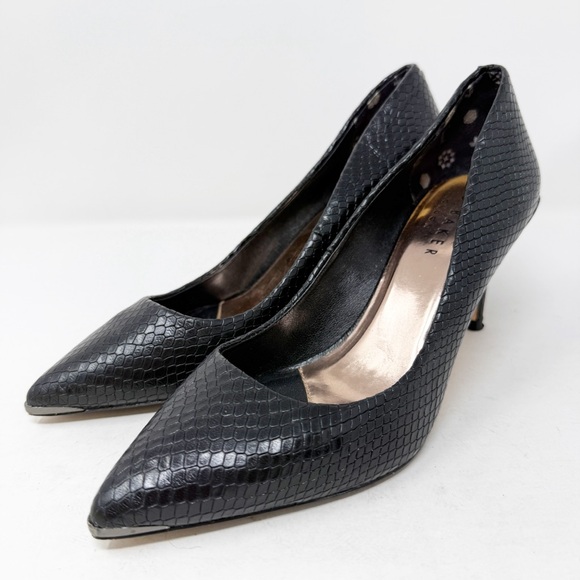Ted Baker London Shoes - Ted Baker Black Reptile Skin Stiletto Pumps Heels Size 37 EUR / 6 US